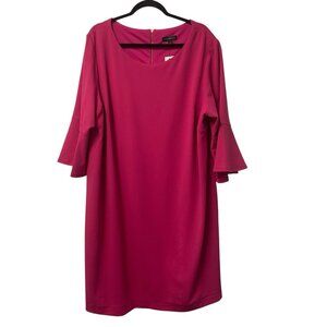 LANE BRYANT PINK DRESS 3/4 BELL SLEEVE FEMININE FORMAL SIZE 22 FLOUNCE NWT